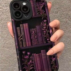 Purple Floral Book Case Shelf Reader Phone Case plus 2 chargers for iPhone 11